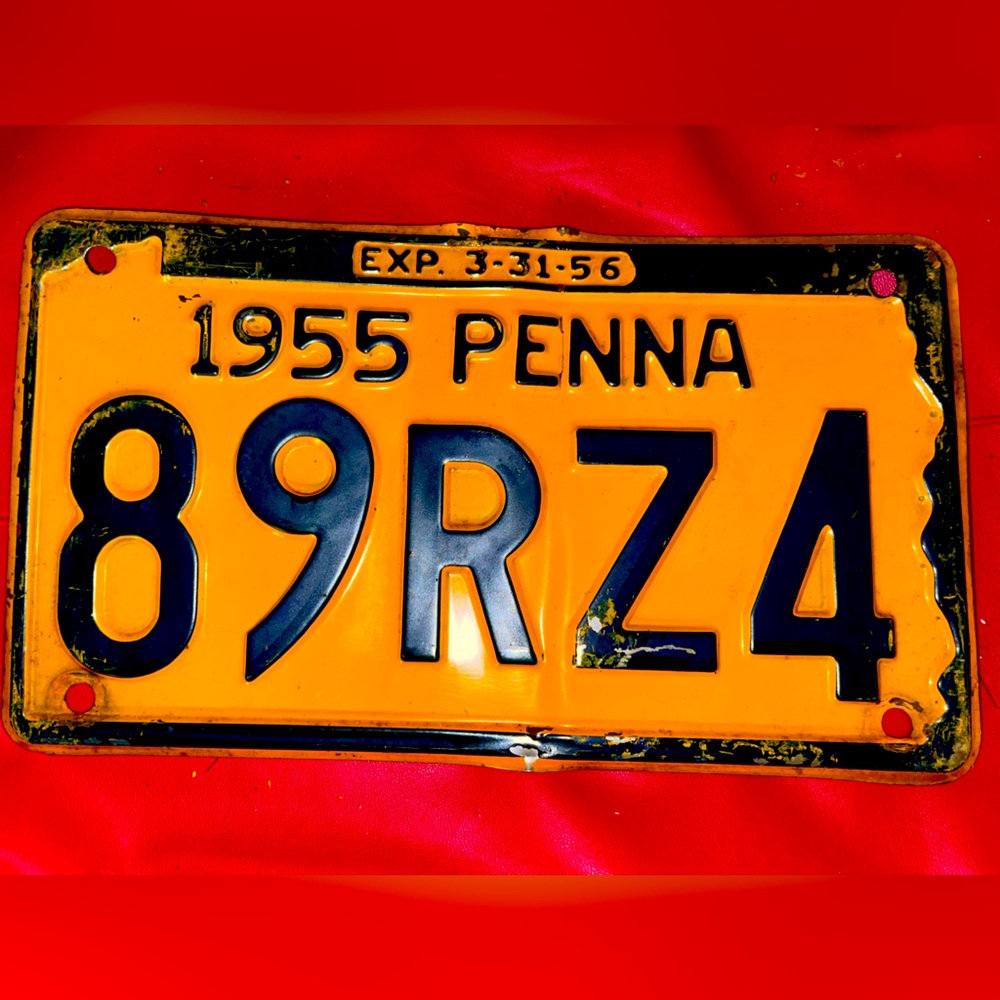 Pennsylvania Vintage 1955 License Plate. 89RZ4
